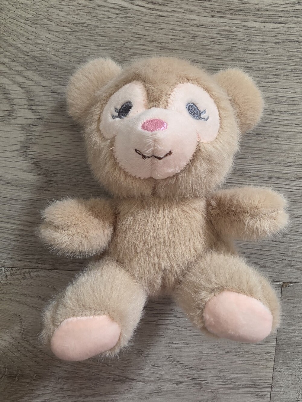 Plush Beige Teddy Bear Keychain